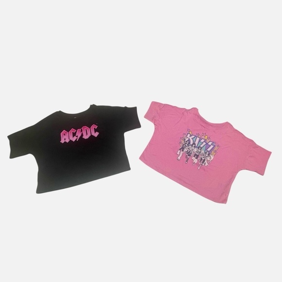 Wonder nation Girls Graphic Cropped T-Shirts - Pink and Black size S 6-6X - Picture 2 of 9
